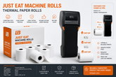 Just Eat Machine Rolls – Thermal Paper Rolls | Box of 20 (58mm x 40mm)