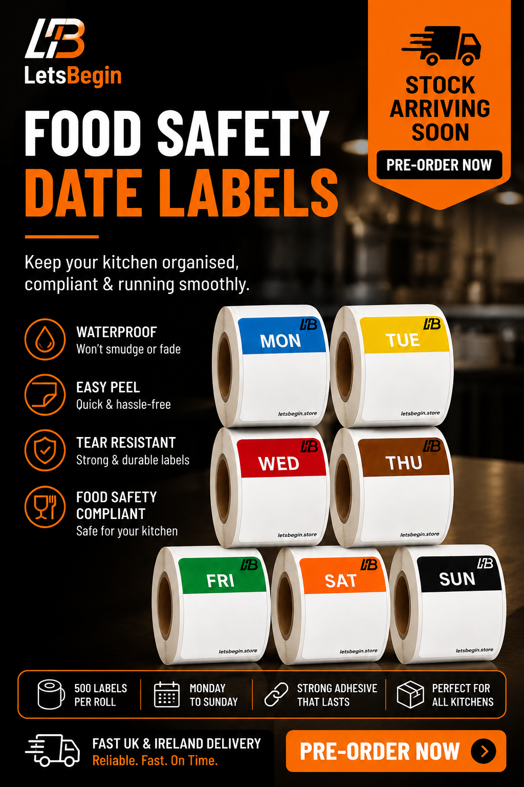 Full Week Day Labels Bundle – All 7 Days (500 Labels Per Roll)