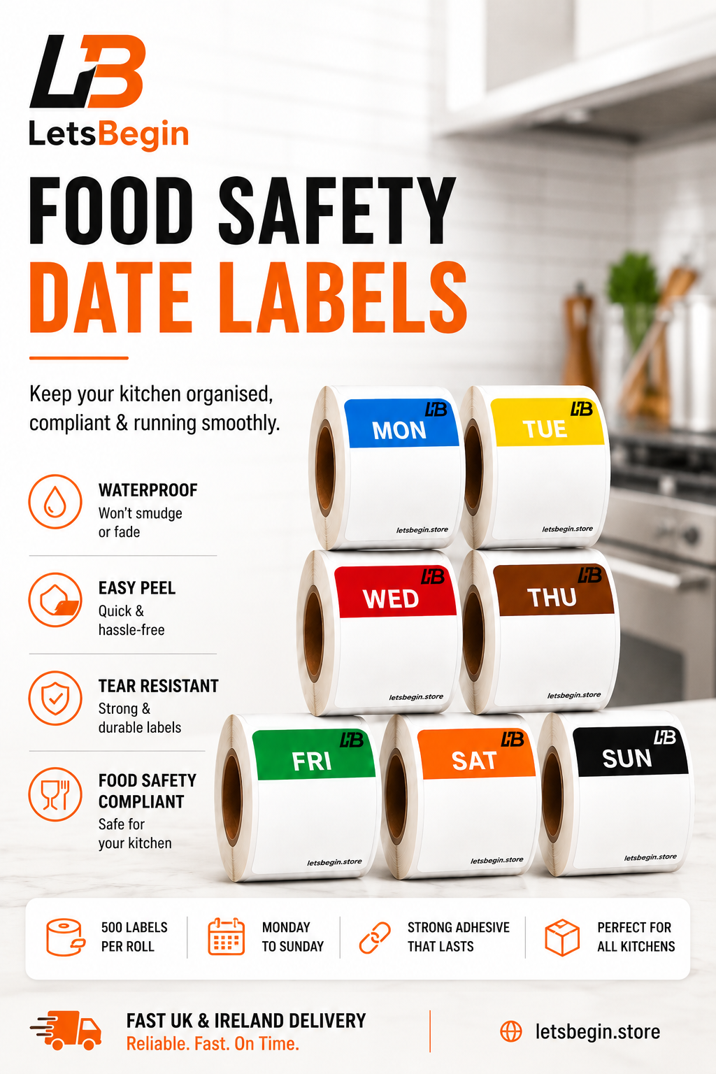 Full Week Day Labels Bundle – All 7 Days (500 Labels Per Roll)