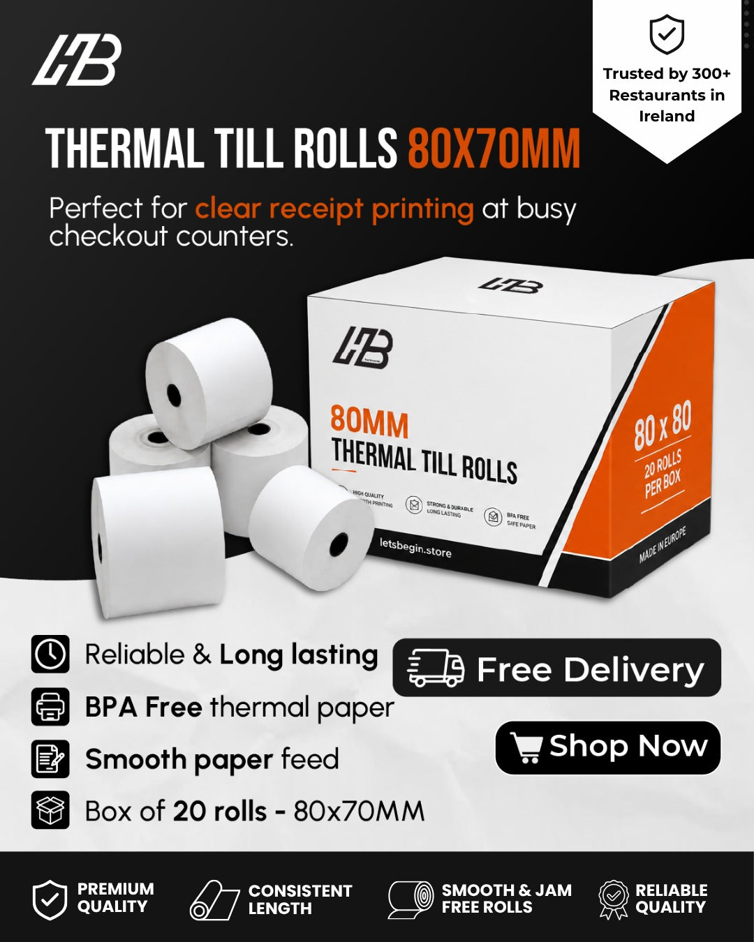 Thermal Till Rolls – 80x70mm | Box of 20