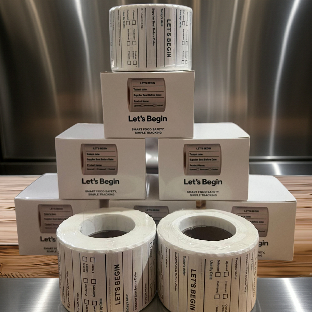"Pack of 5 Rolls - 300 Food Date Labels Each (1,500 Total) |